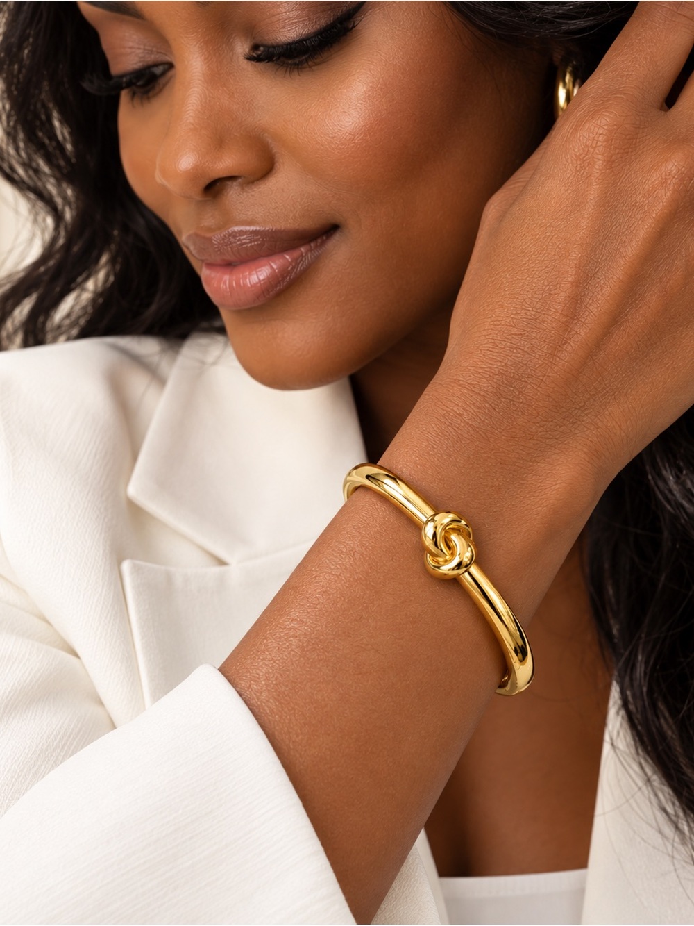 Gold Knot Cuff Bracelet Stainless Steel woman gift.